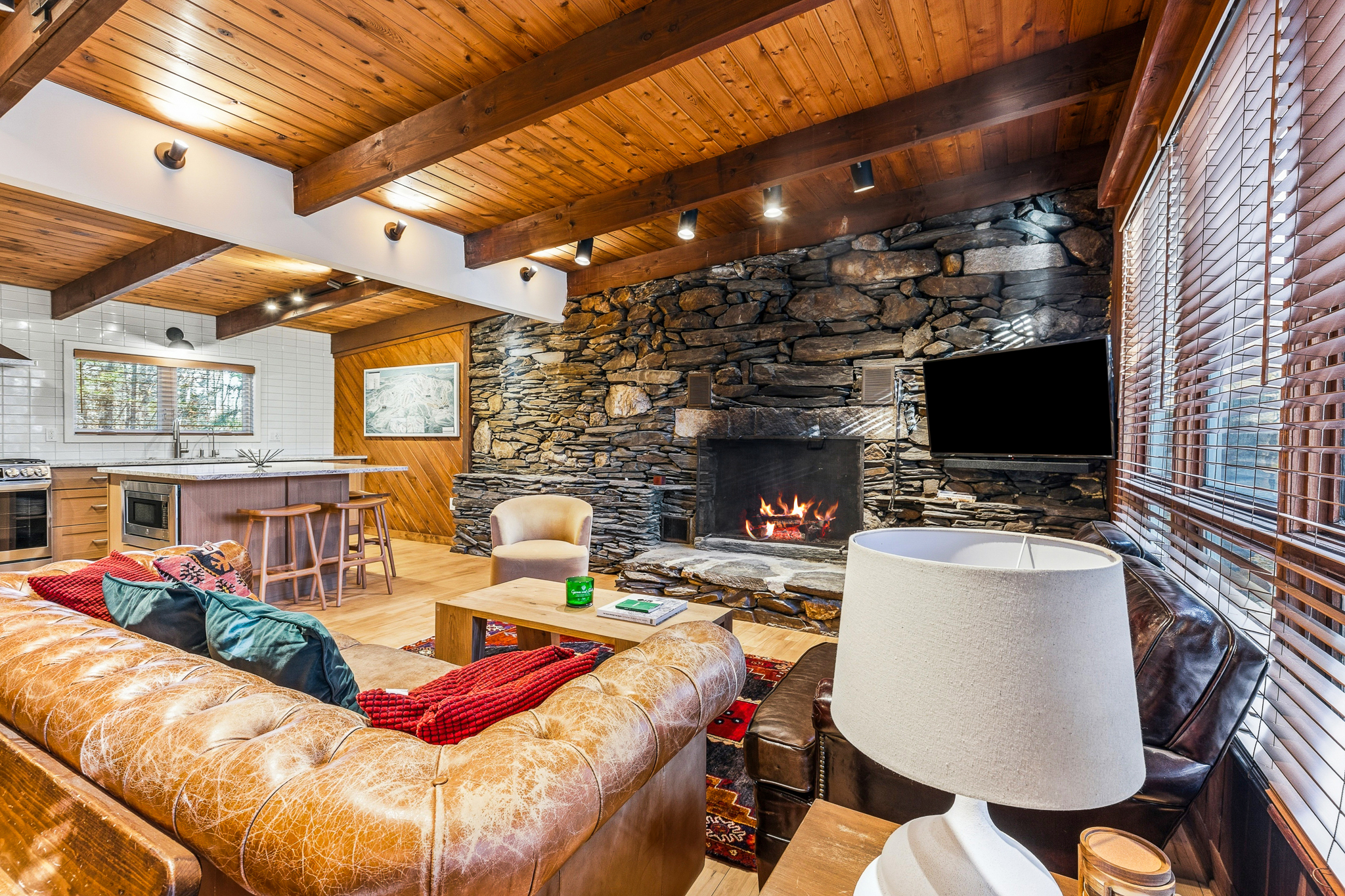 Living room — Chesterfield sofa and fireplace